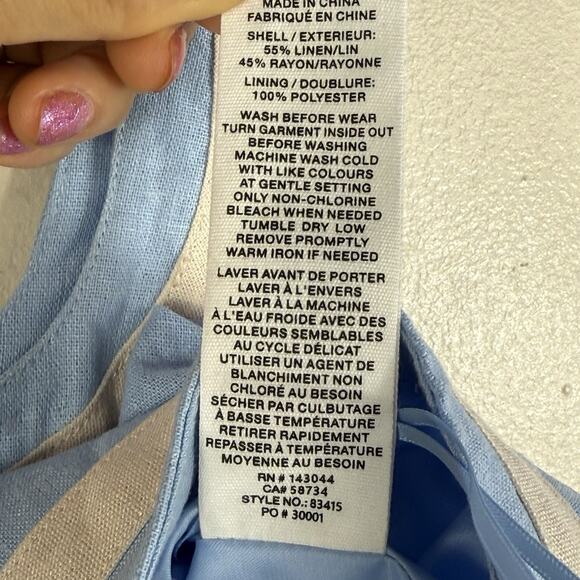 Avec Les Filles Linen‎ Blend Crop Top Blue Tank Sleeveless Size M Spring Summer - Picture 6 of 12